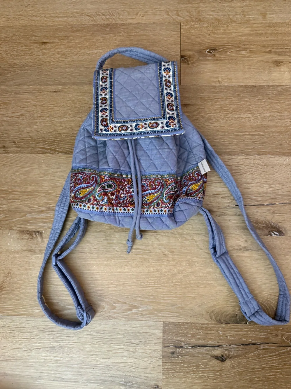 Vera Bradley Denim-Color Blue Quilted Drawstring Backpack